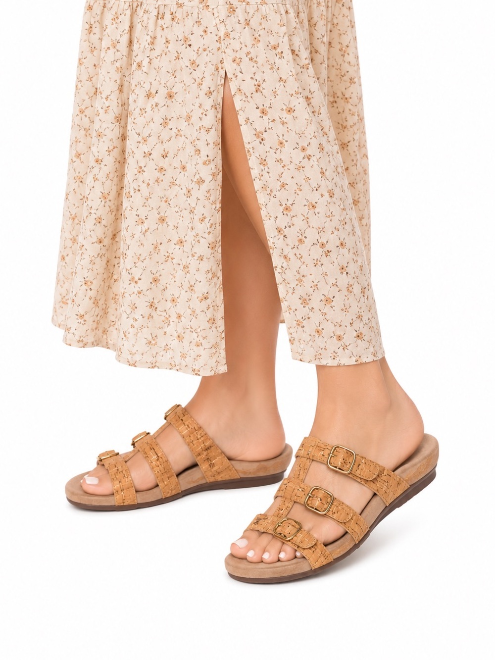 Size 7 Vionic Women’s Misa Triple Strap Cork Slide Comfort Sandals